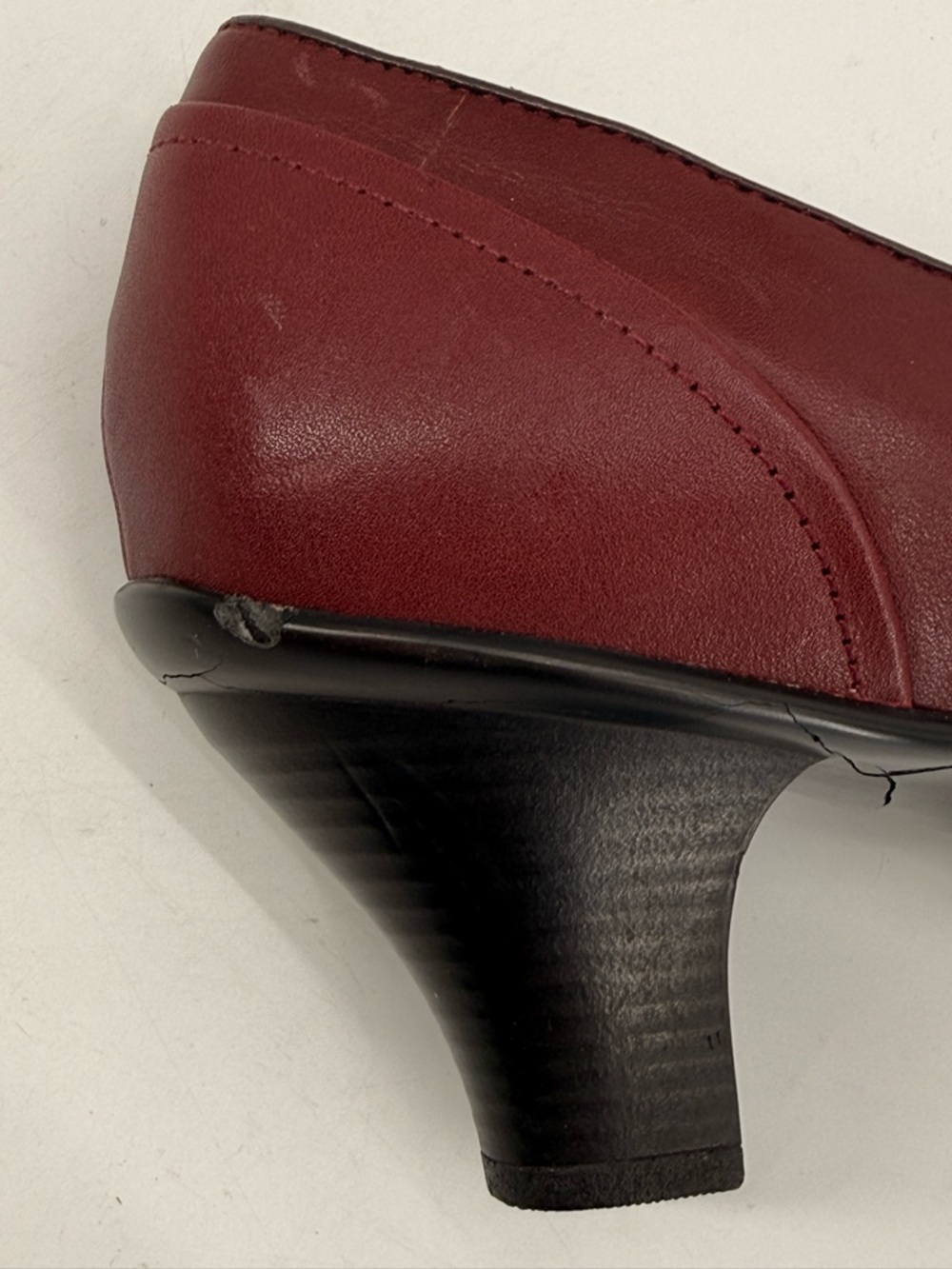 Softspots Burgundy Leather Mary Jane Pumps 9.5 Low Block Heel Grannycore Cottage - Picture 9 of 11